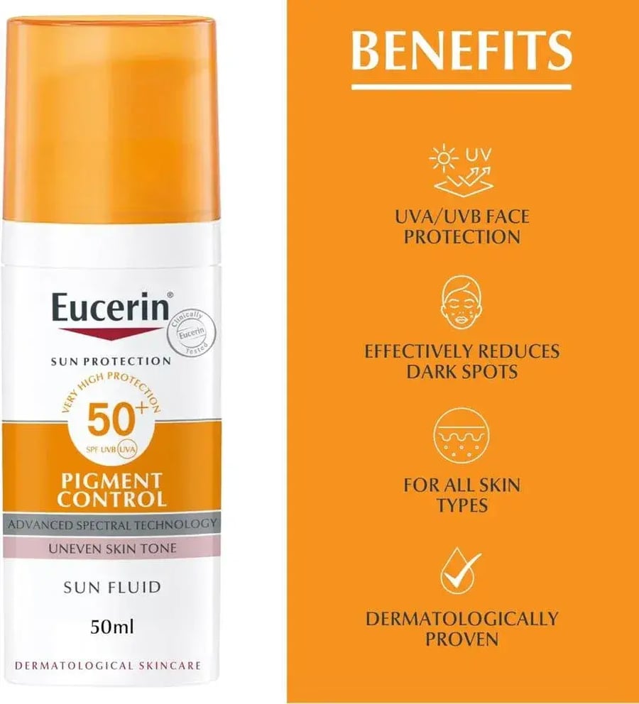 واقي شمس سائل للبشرة غير متساوية اللون بعامل حماية SPF 50+ من يوسيرين - 50 مل