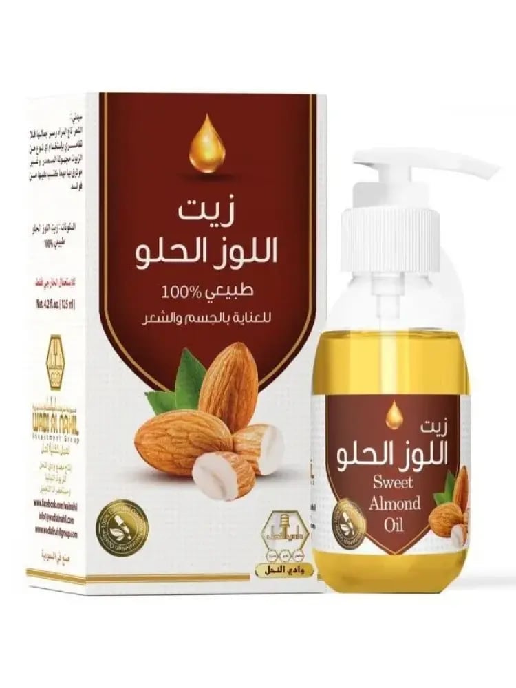 زيت اللوز الحلو للعناية بالجسم والشعر من وادي النحل - 125 مل