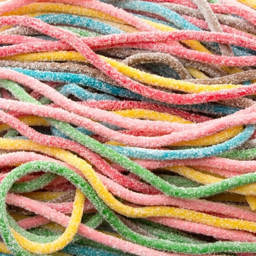 Jelly spaghetti candy mixed with assorted fruits with sugar 100 grams