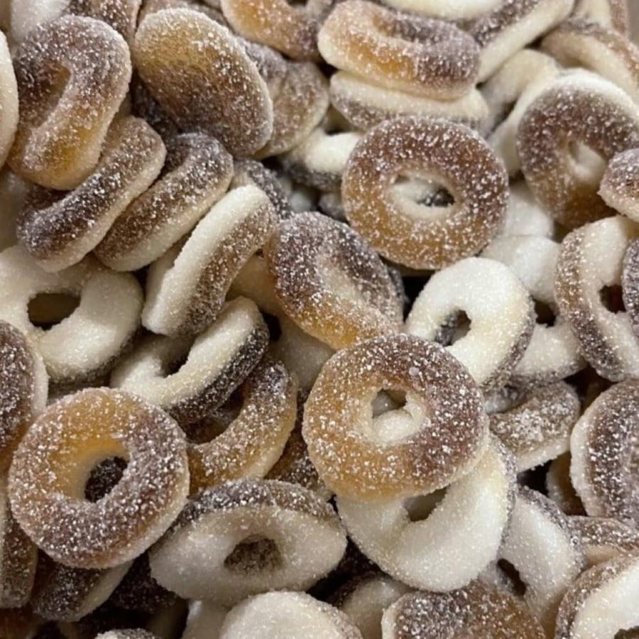Cola-flavored jelly rings with sugar - 33 grams