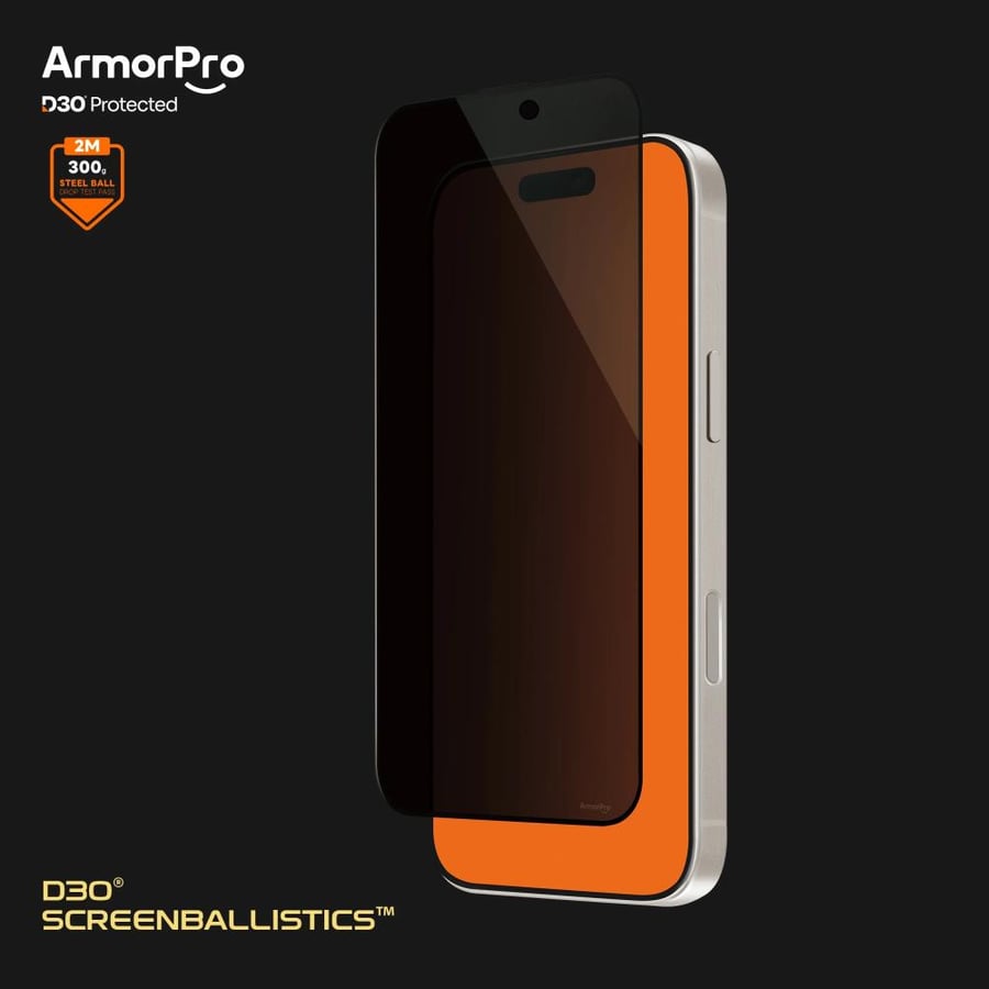 حماية شاشة ArmorPro D3O الياباني للايفون 16 برو لقافة مضاد للصدمات سطح متجدد
