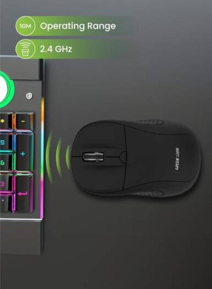 ماوس لاسلكي Green Lion G200، دقة 1600 نقطة في البوصة، مدى تشغيل 10 أمتار، مستقبل USB Nano، 4 أرقام رئيسية، بطارية AAA واحدة، كابل قابل لإعادة الشحن بطول 30 سم، متوافق مع أجهزة Mac وWindows وAndroid