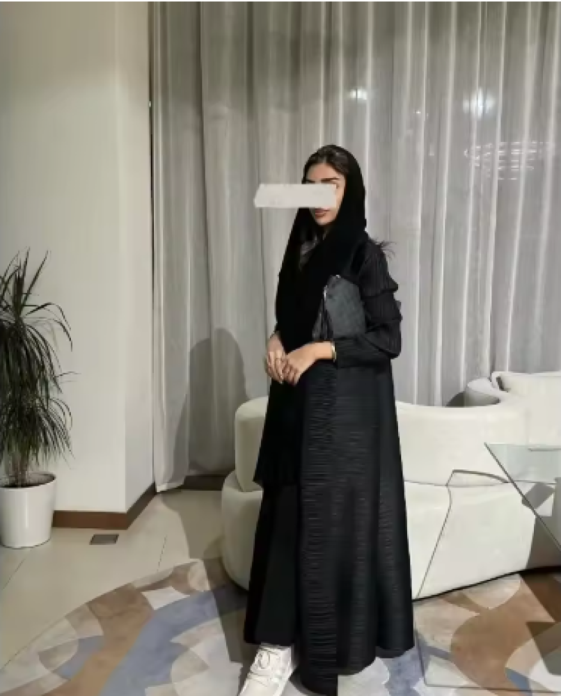 عباية إسلامية سوداء بسيطة للركاب موضة مطوي فضفاض طويل