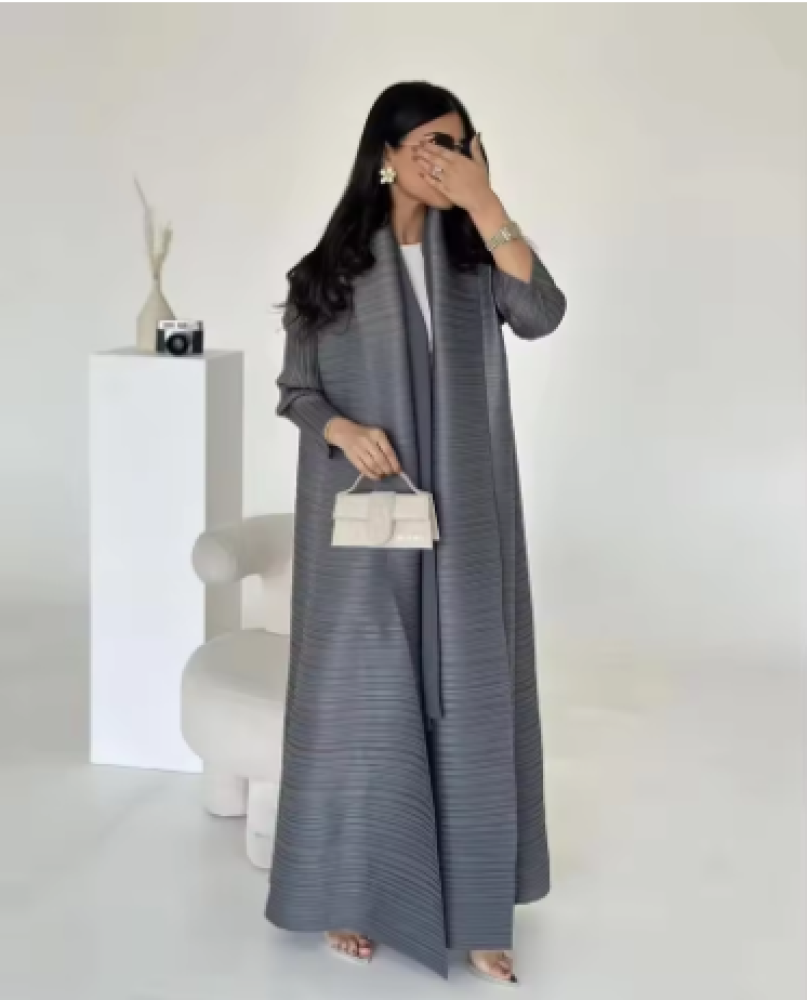 عباية إسلامية سوداء بسيطة للركاب موضة مطوي فضفاض طويل