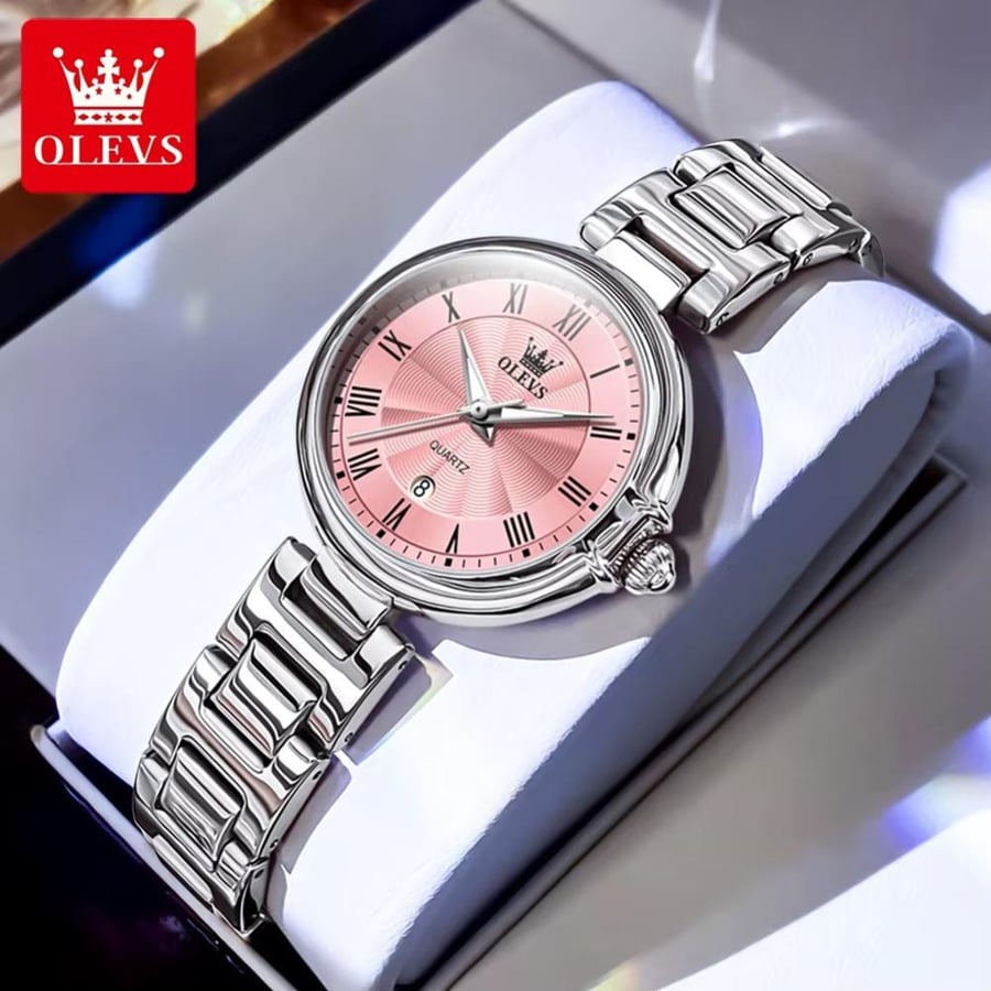 OLEVS 5608 ساعة نسائية ماركة فاخرة ساعة كوارتز مقياس روماني مقاوم للماء ساعة تقويم مضيئة ساعة نسائية أنيقة Reloj Hombre
