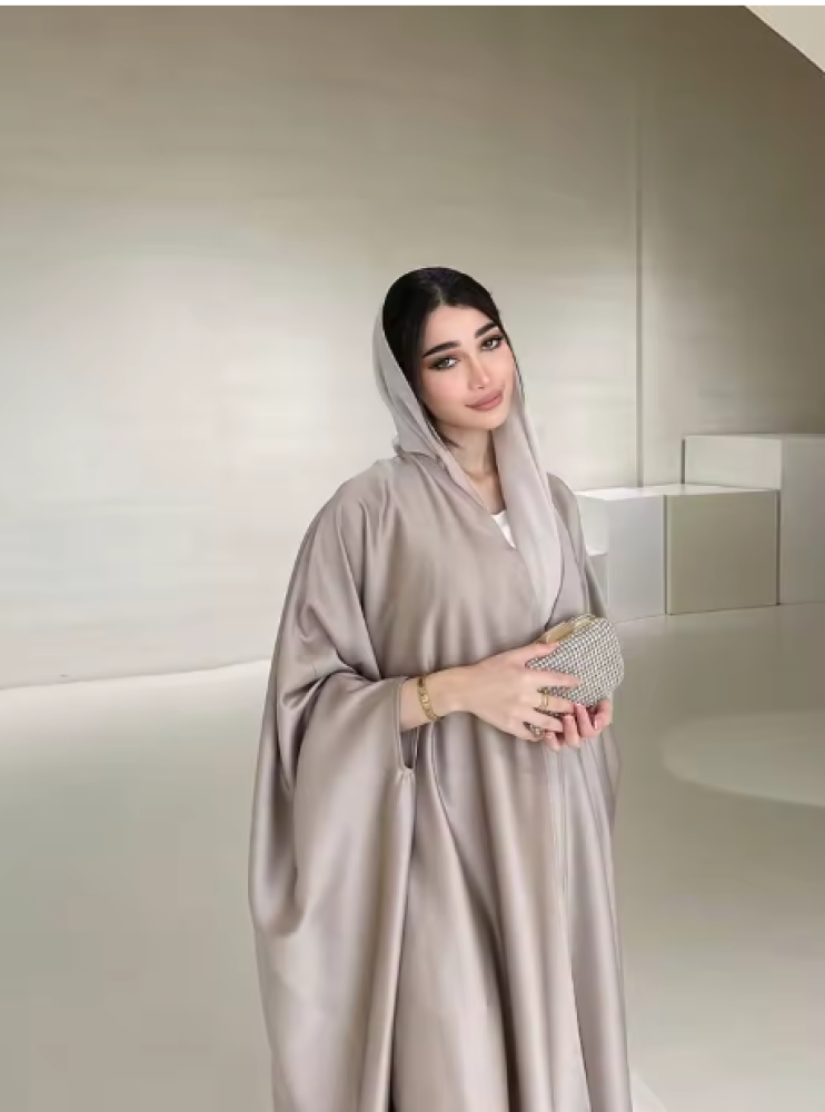 عباءة نسائية عربية بتصميم شرق أوسطي، مصنوعة من الساتان الناعم والخفيف