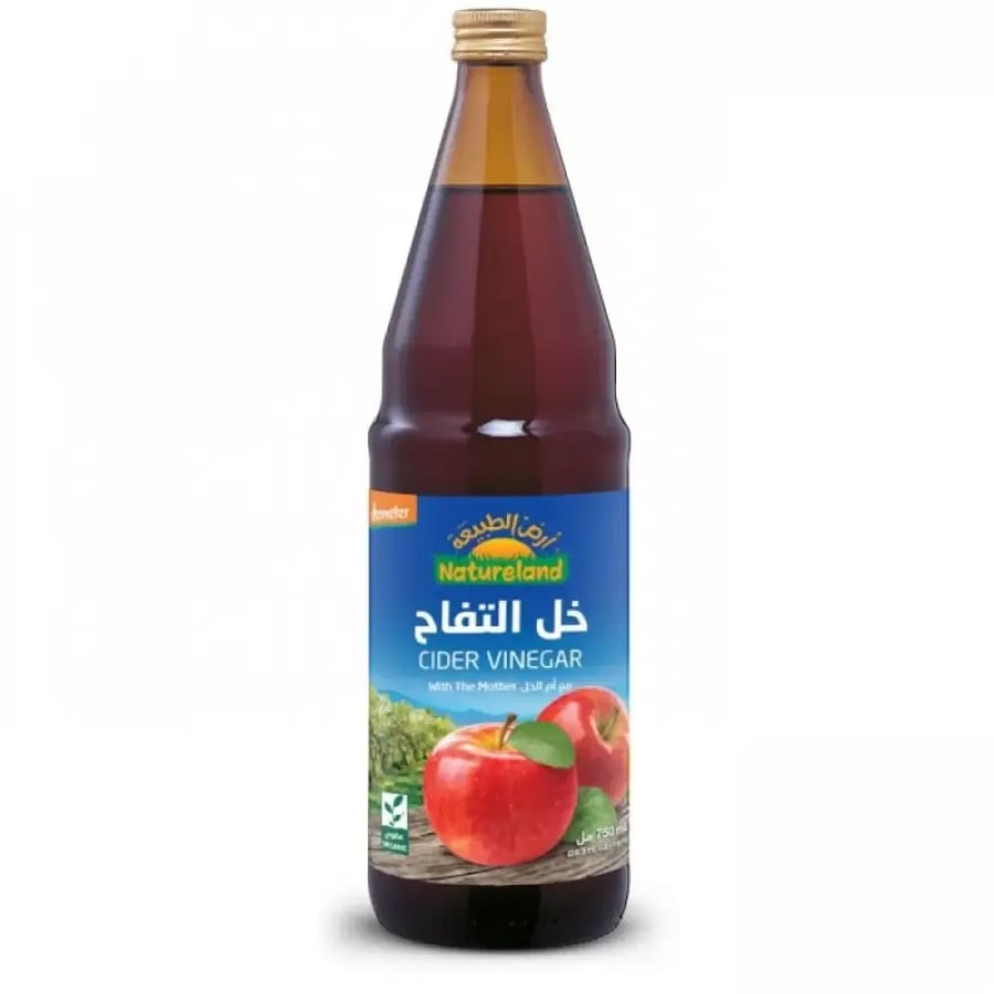 خل تفاح عضوي غير مفلتر مع أم الخل 750 مل أرض الطبيعة