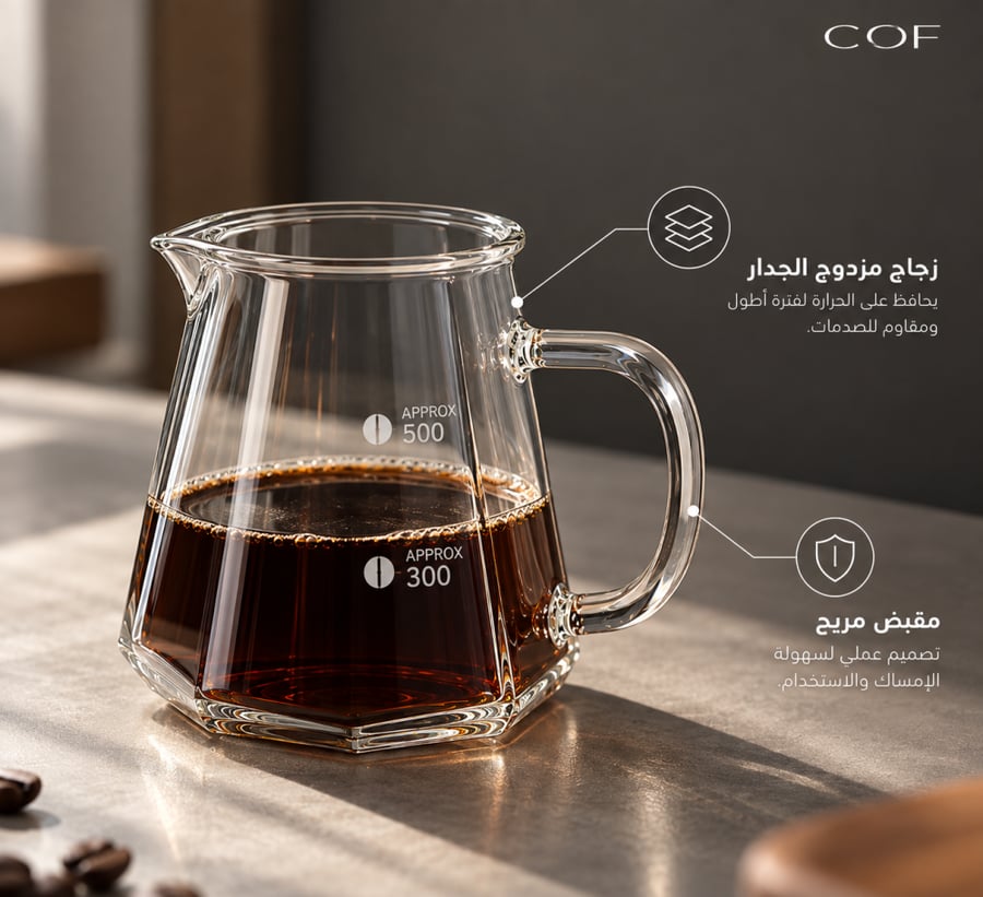 سيرفر V60 زجاجي فاخر - كوف | V60 Server Cof