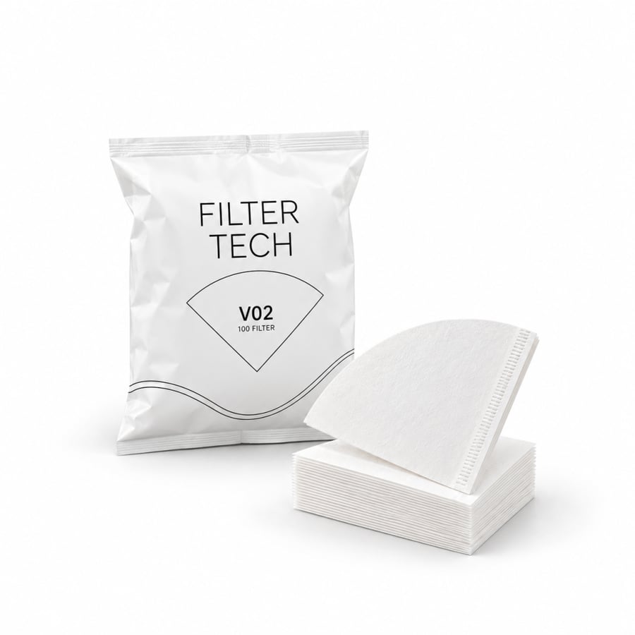 فلاتر V60 ترشيح مقاس 02 - تيش | Filter Tech V02 White Coffee Paper Filters