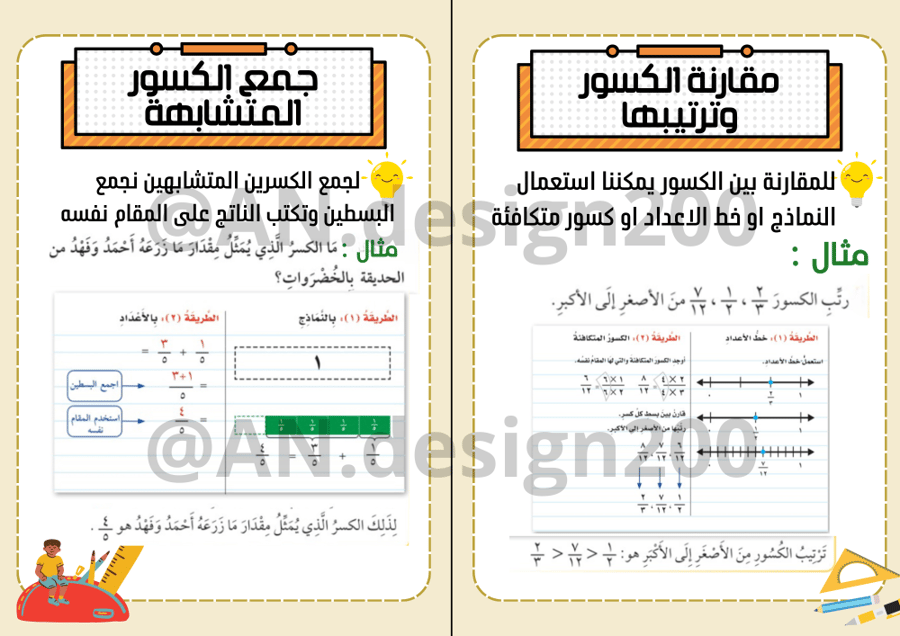 رياضيات رابع  (الكسور الاعتيادية)