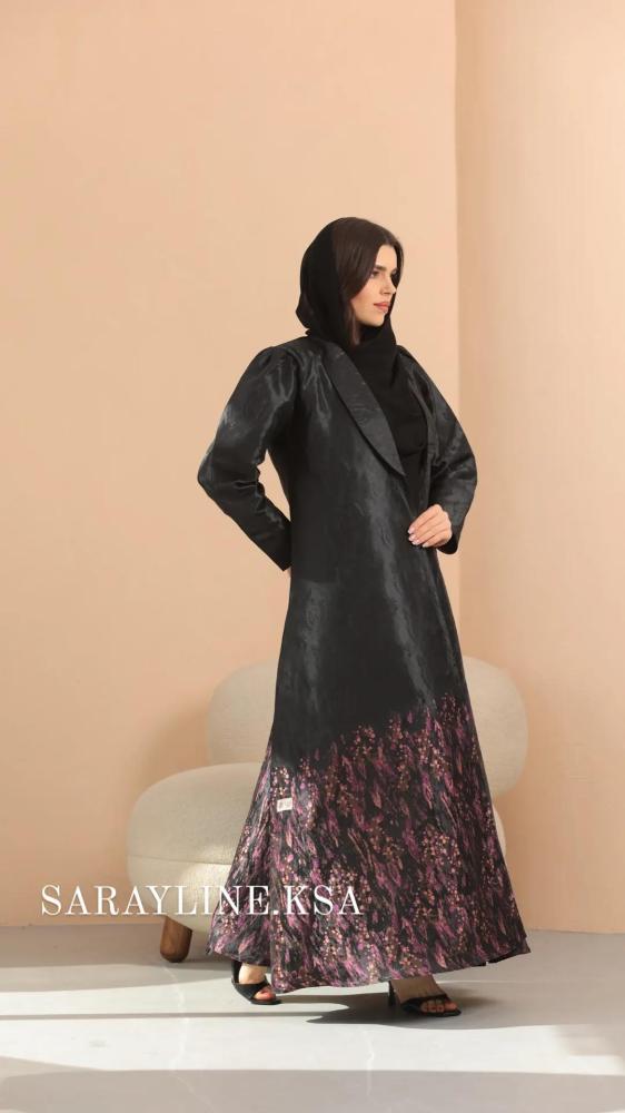 عباية فرح لون أسود مع فوشي