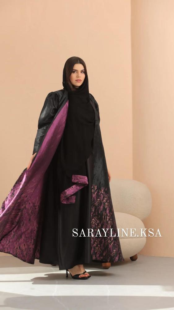 عباية فرح لون أسود مع فوشي