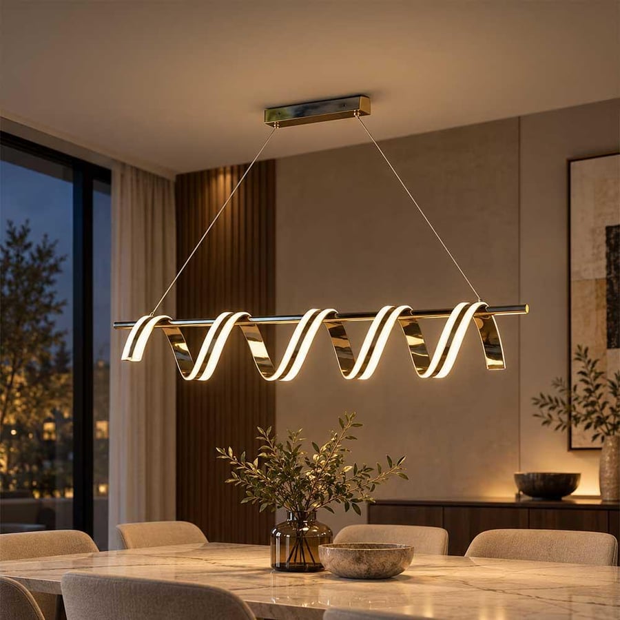 ثريا مودرن حلزونية ذهبي- إضاءة LED ثلاثية الألوان