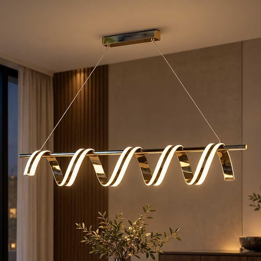 ثريا مودرن حلزونية ذهبي- إضاءة LED ثلاثية الألوان