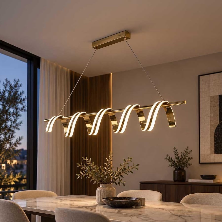 ثريا مودرن حلزونية ذهبي- إضاءة LED ثلاثية الألوان
