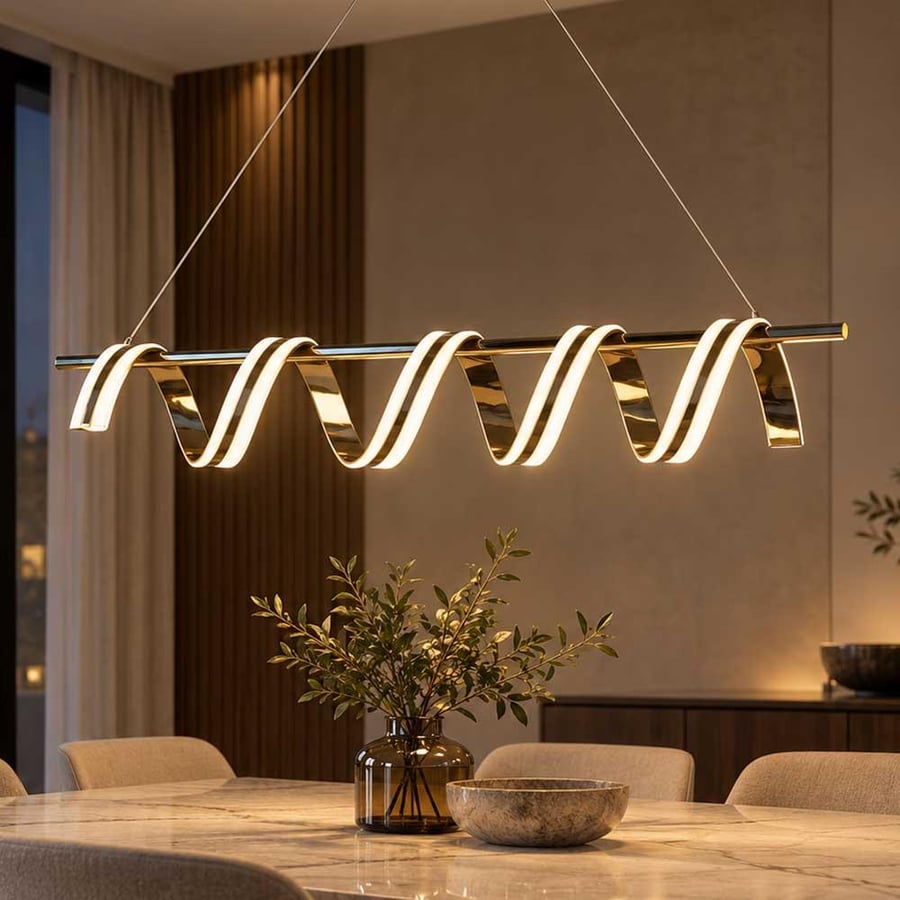 ثريا مودرن حلزونية ذهبي- إضاءة LED ثلاثية الألوان
