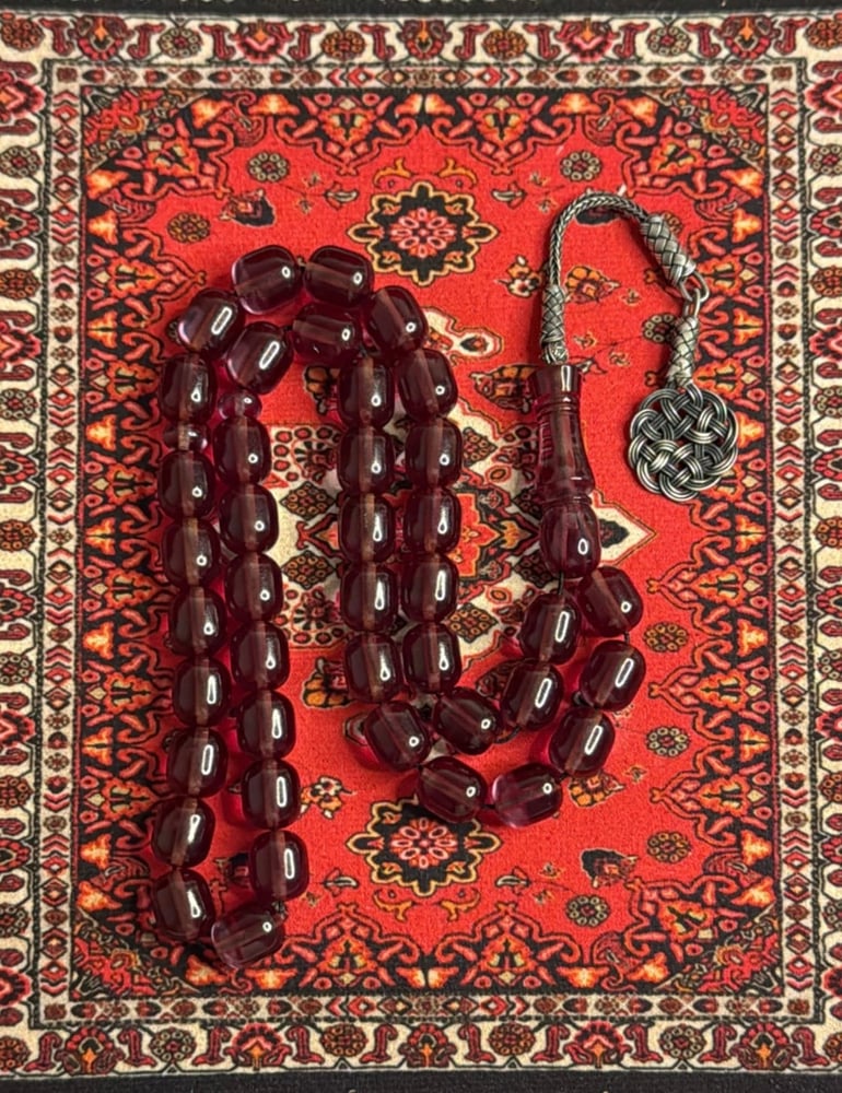 Saffron-scented prayer beads - transparent brown