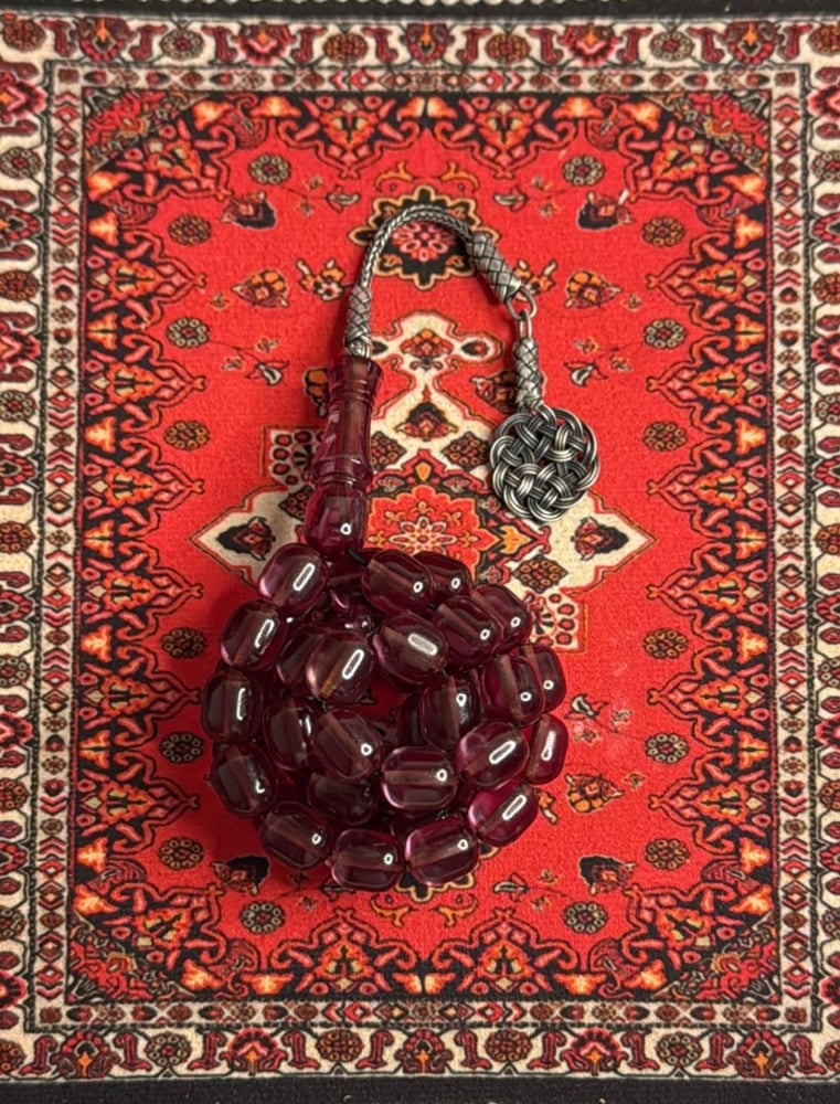 Saffron-scented prayer beads - transparent brown