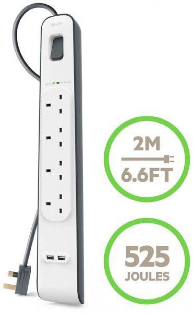 توصيلة بيلكن 4 منافذ طاقه مع 2 منفذ USB