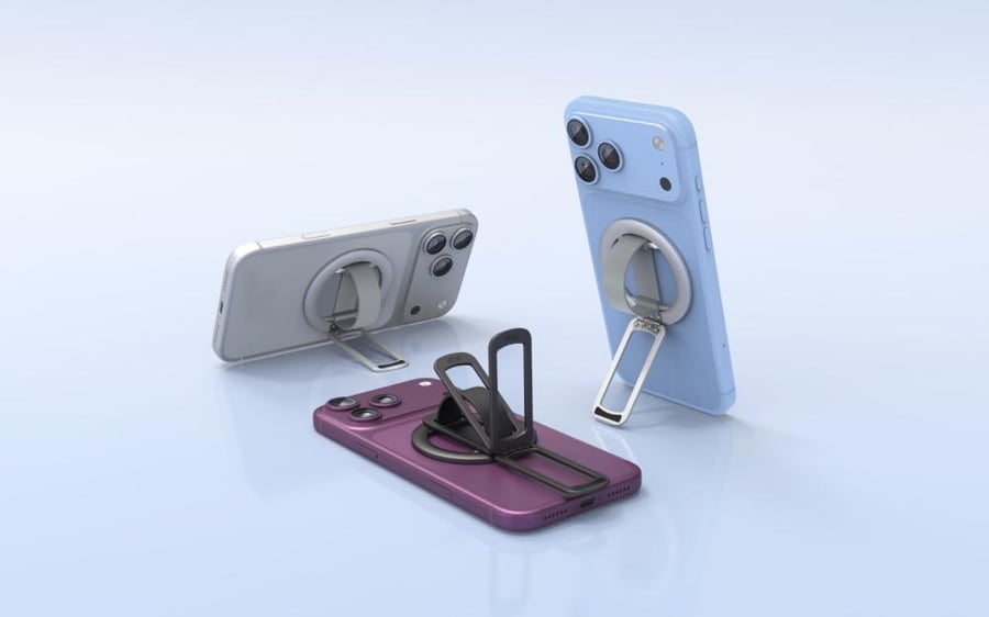 دريب - مسكة جوال مغناطيسي دائري مع مسكة يد - رمادي