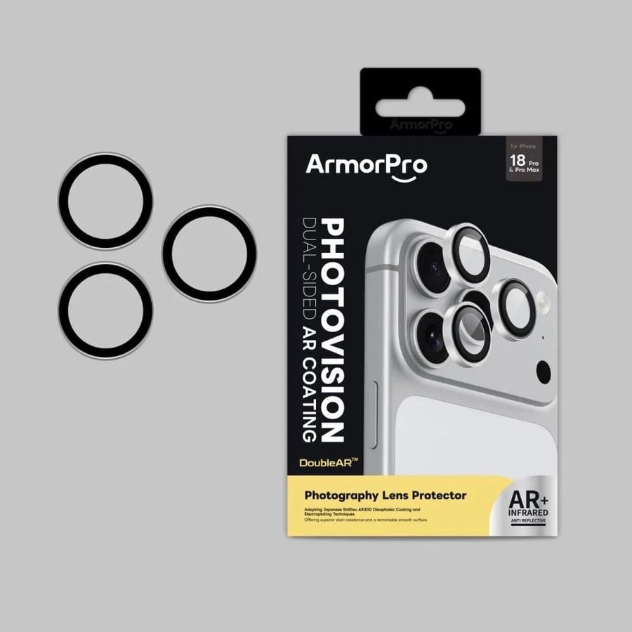 حماية عدسات ArmorPro للايفون 18 برو و 18 برو ماكس - فضي