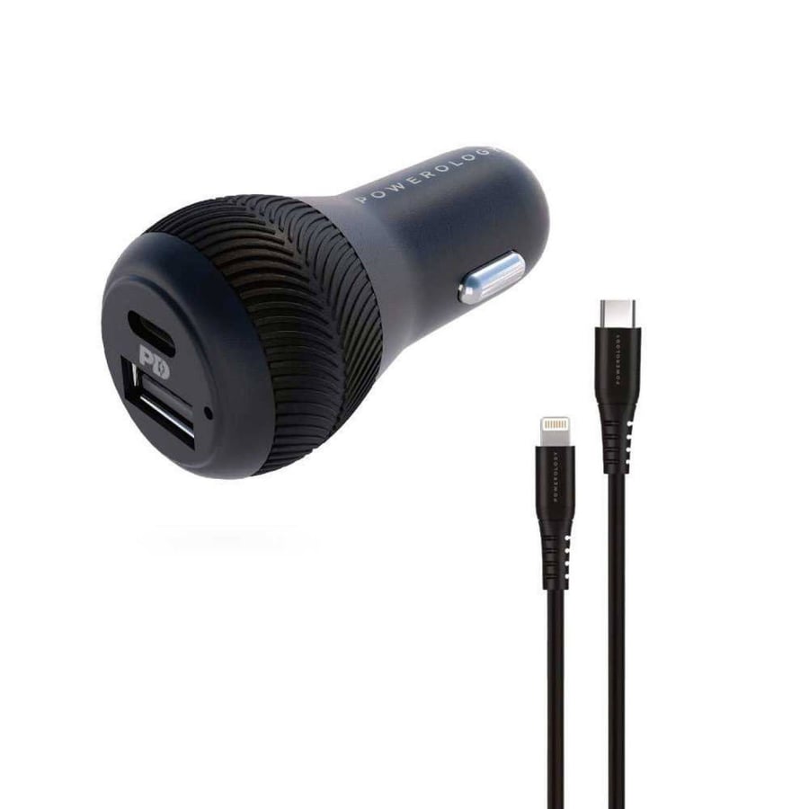 شاحن سيارة باورلوجي منفذين usb- pd +كيبلpd 1.2cm 32w