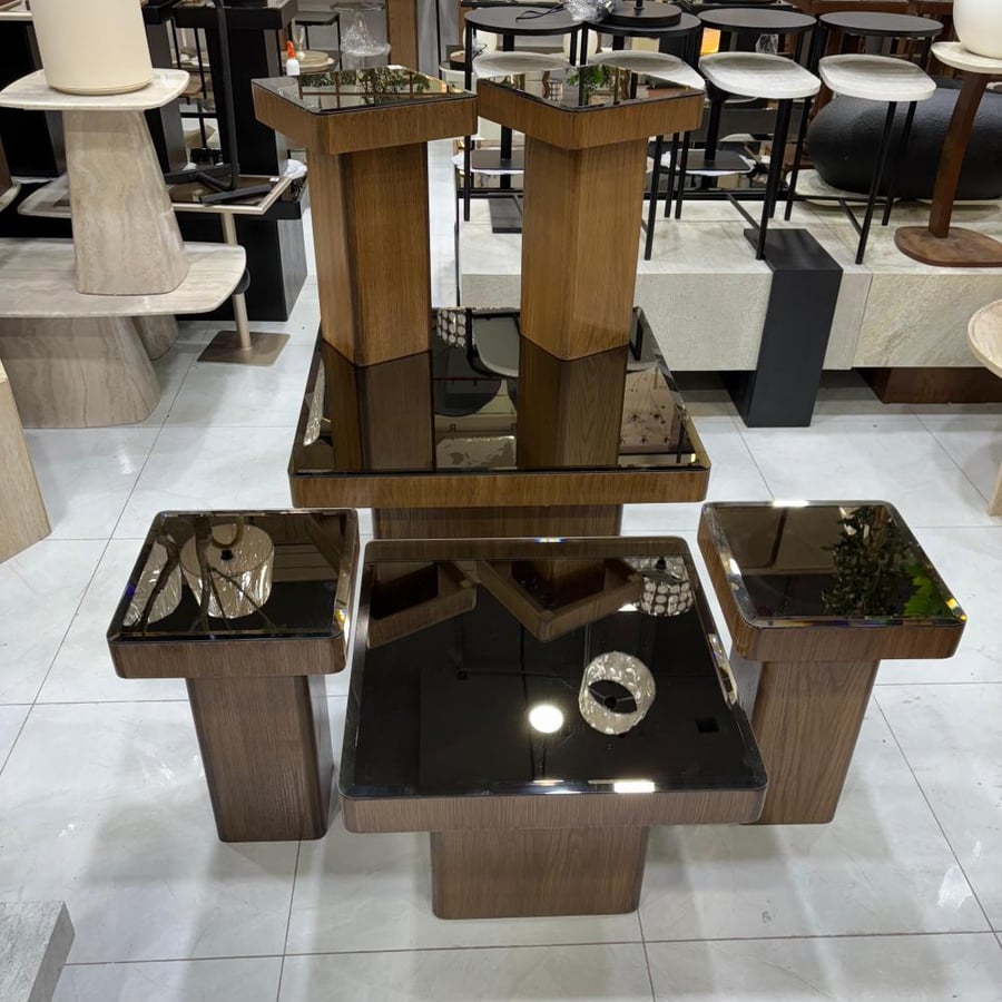 طاولة سنديان 6 قطع بني
