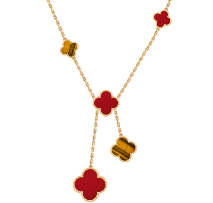 Magic عقد الهامبرا Carnelian stone and Tiger eye stone from Van Cleef
