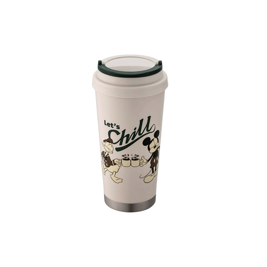 Starbucks x Disney Relive the Magic Together Off-White Stainless Steel Tumbler Let's Chill Mickey & Donald