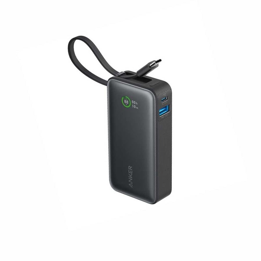 انكر بطارية متنقلة بسعة 10,000mAh بقوة 30 واط مع سلك تايب سي مدمج