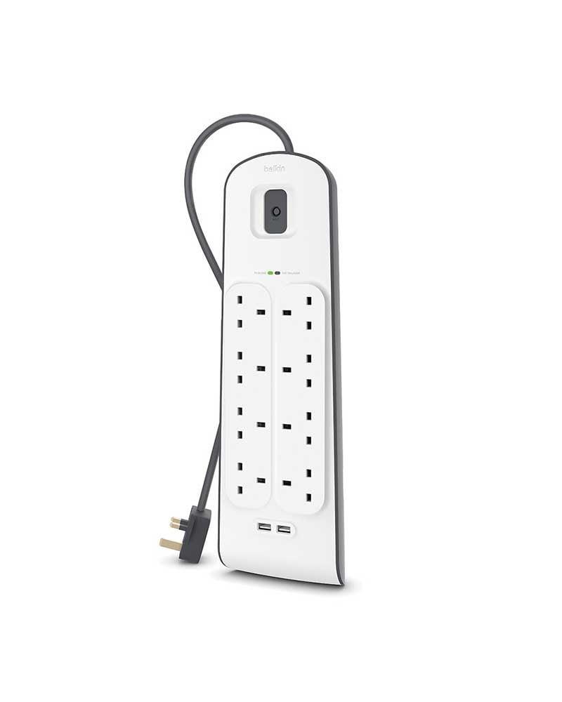 بيلكن توصيلة كهرباء 8 منافذ مع منفذين USB