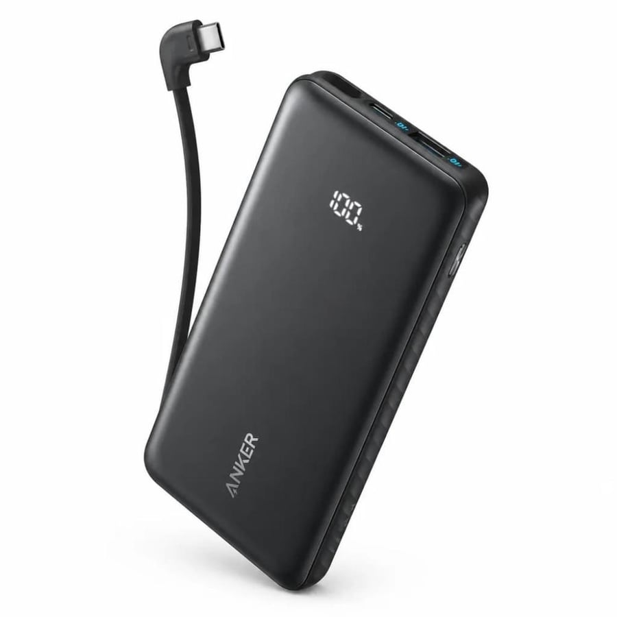 انكر بطارية متنقلة زولو بسعة 10,000mAh مع سلك تايب سي مدمج