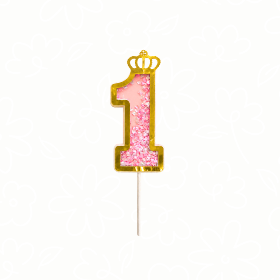 تغريسة ارقام كونفتي | Pink Confetti Number Topper