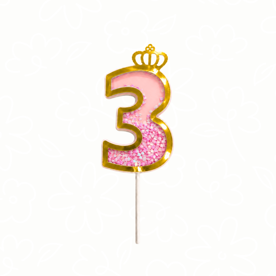 تغريسة ارقام كونفتي | Pink Confetti Number Topper