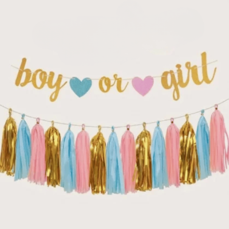 Gender Reveal Banner (Gold) | بانر كشف الجنين (ذهبي)