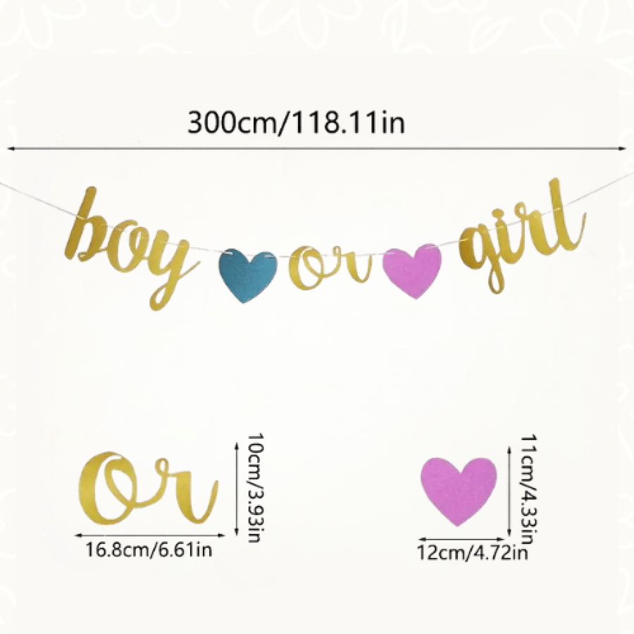 Gender Reveal Banner (Gold) | بانر كشف الجنين (ذهبي)