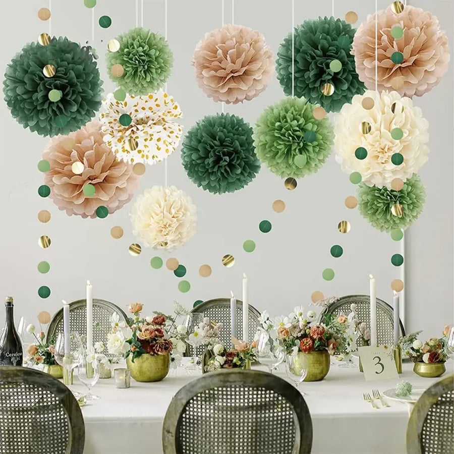 زينة ورقية أخضر | Green Paper Decoration Set