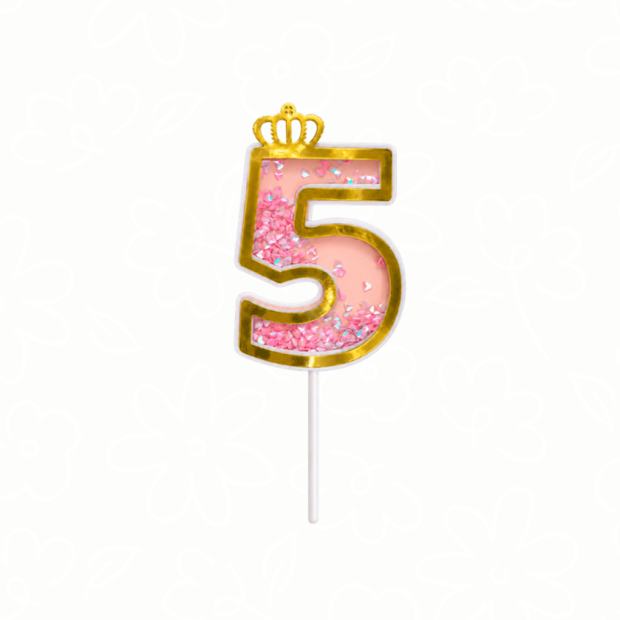 تغريسة ارقام كونفتي | Pink Confetti Number Topper