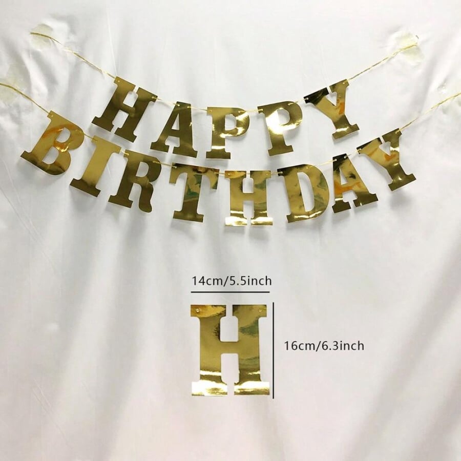 بانر عيد ميلاد – ذهبي | Gold Birthday Banner