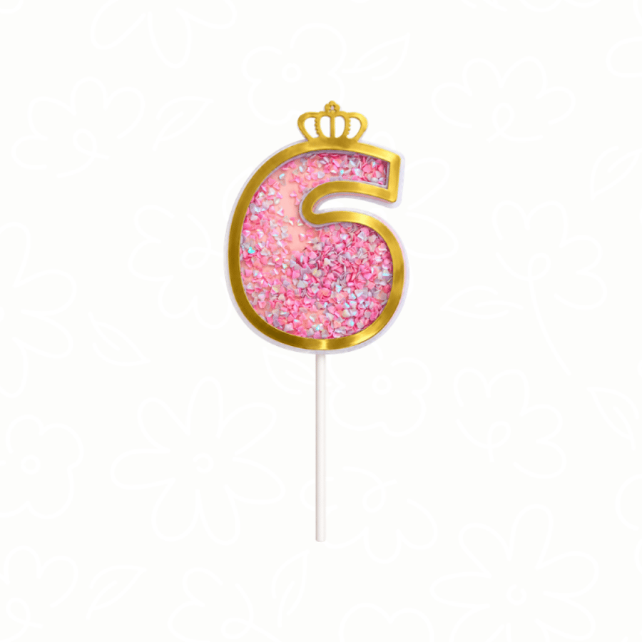 تغريسة ارقام كونفتي | Pink Confetti Number Topper