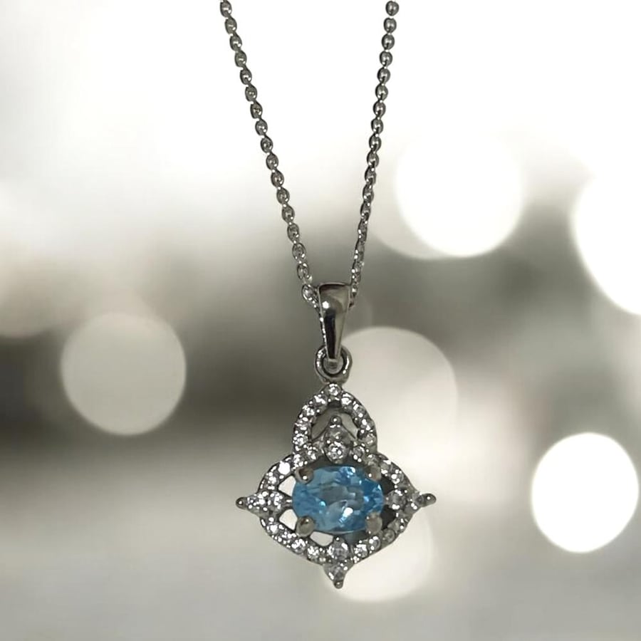 Women's silver set 3 pieces with topaz stone