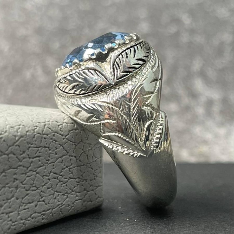Men's silver ring with topaz stone