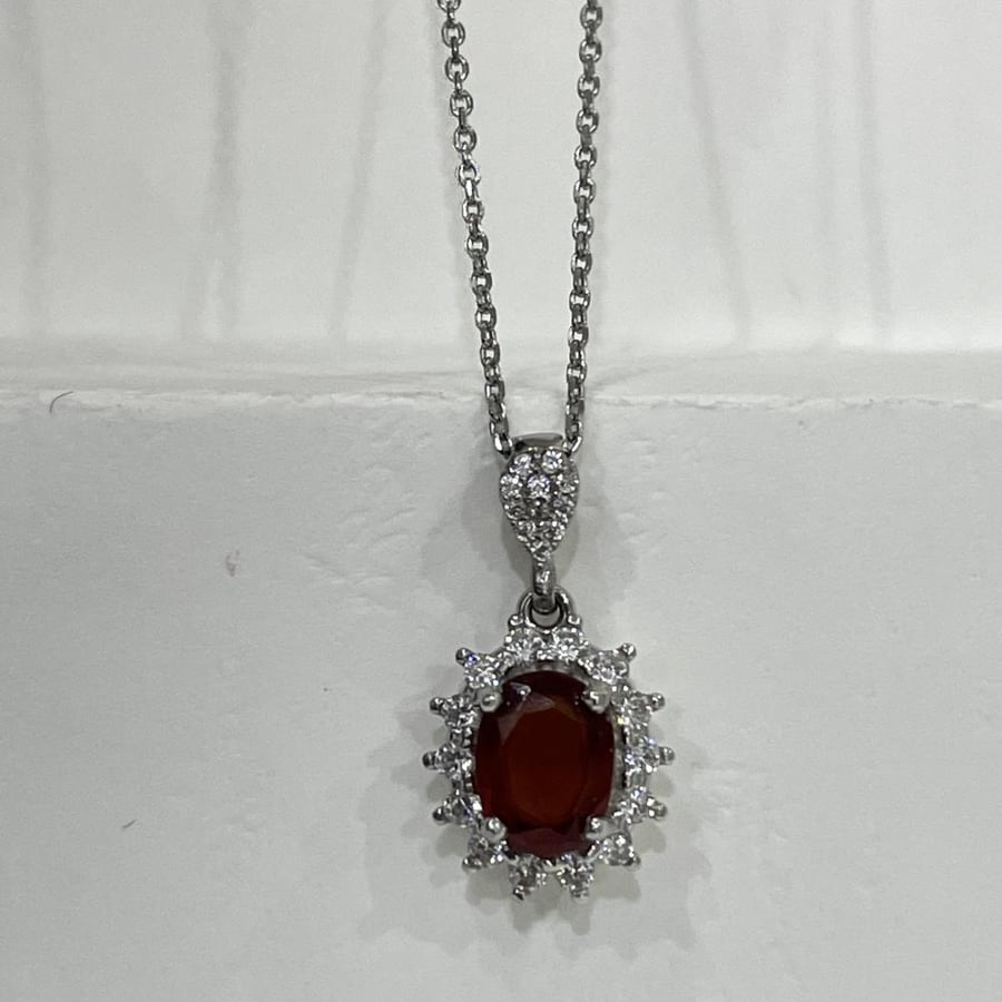 Women's silver set 3 pieces with African garnet stone