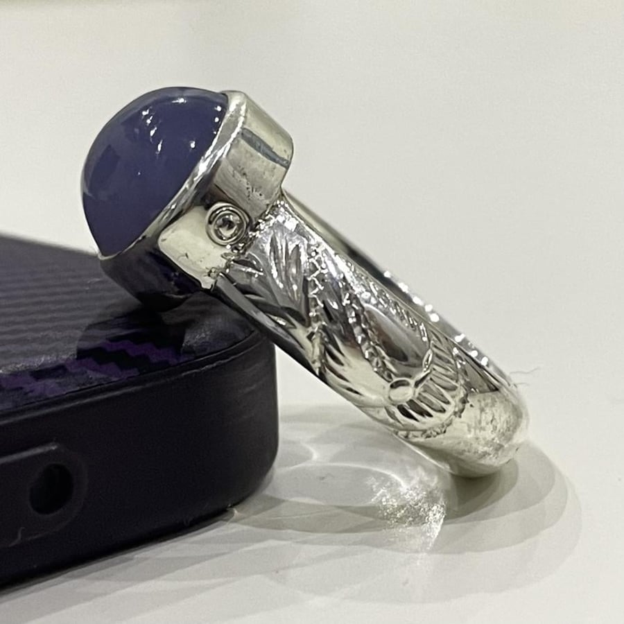 Men's silver ring with a Yemeni Sultani natural agate stone