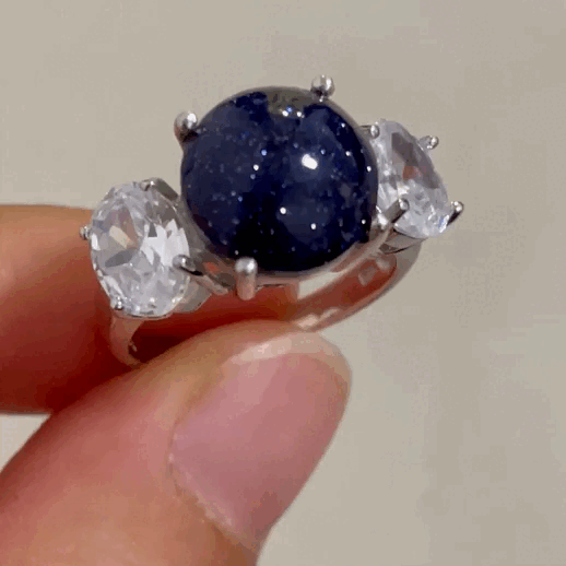 خاتم فضة نسائي بحجر النجوم sand stone