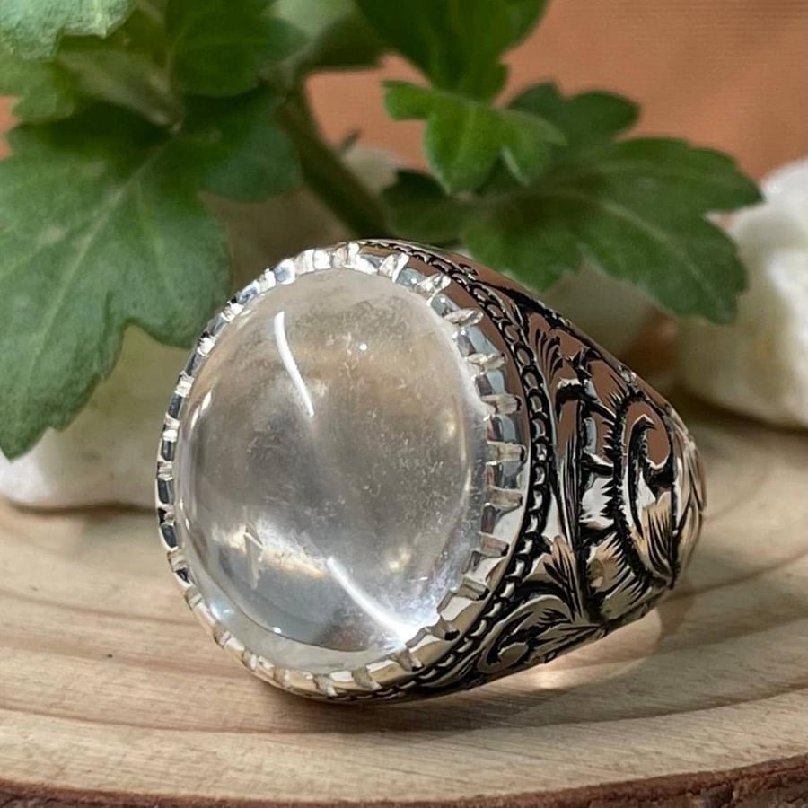 Men's silver ring with natural Dar Najafi stone