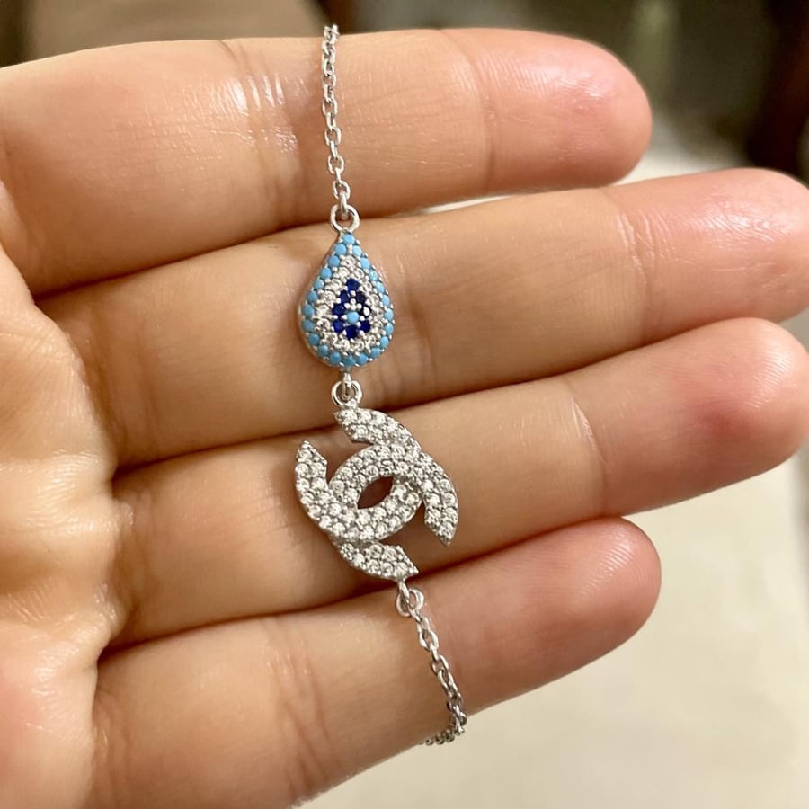 اسورة فضة نسائية مرصعة زركون سويسري ( كريستال )