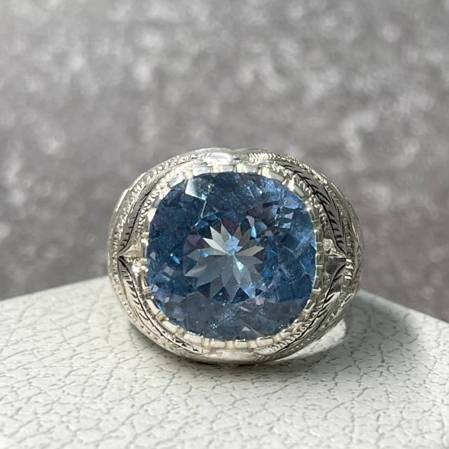 Men's silver ring with topaz stone