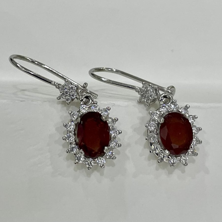 Women's silver set 3 pieces with African garnet stone