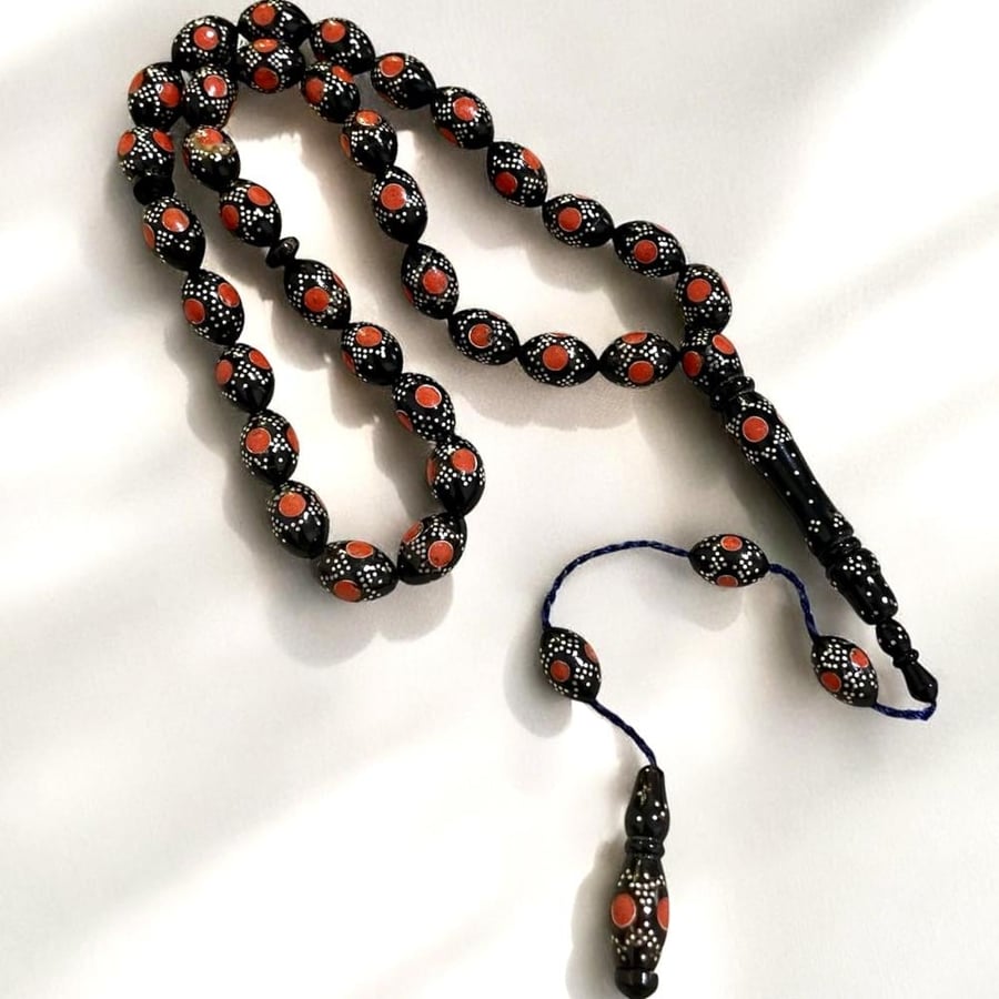 Natural Yasser prayer bead 33 tasbih with silver plating